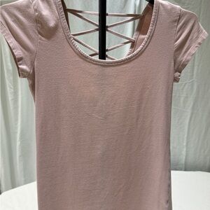 Splash Light Pink Short Sleeve Top with Crisscross Back